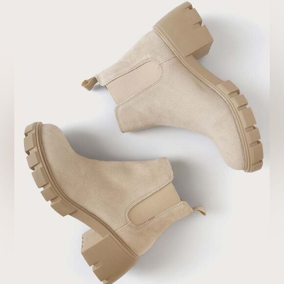 Steve Madden Howler Sand Suede Leather Platform Ankle Boots Size 6 - Picture 4 of 12